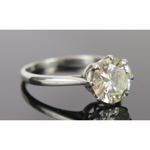 7 - Brilliant Round Cut Diamond Solitaire Ring in an unmarked platinum or white gold setting, size M.5, ... 