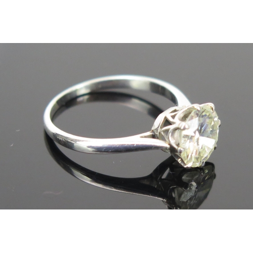 7 - Brilliant Round Cut Diamond Solitaire Ring in an unmarked platinum or white gold setting, size M.5, ... 