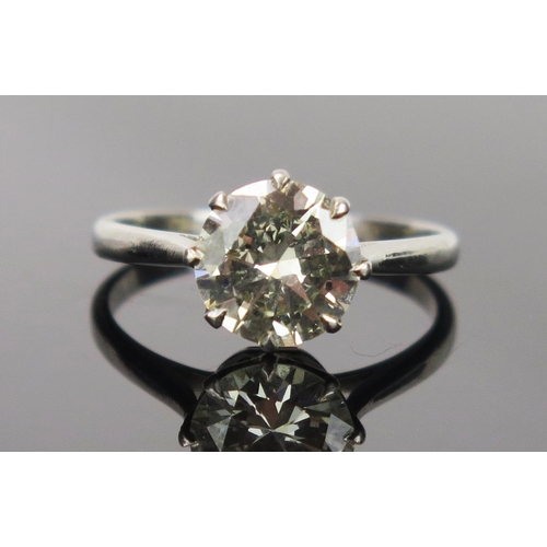 7 - Brilliant Round Cut Diamond Solitaire Ring in an unmarked platinum or white gold setting, size M.5, ... 