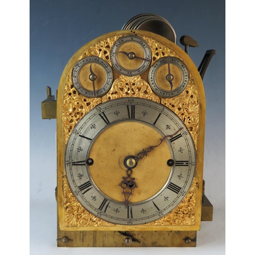 71 - A late 19th century mahogany directors clock of arched outline, the arched brass dial with silvered ... 