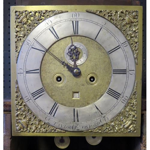 74 - Taylor Oxford, a 19th century oak longcase clock, having a square hood, the trunk with plain panel d... 