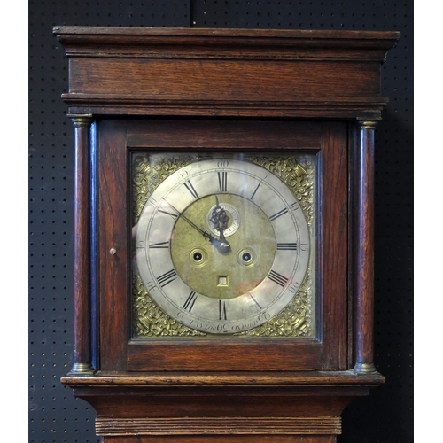 74 - Taylor Oxford, a 19th century oak longcase clock, having a square hood, the trunk with plain panel d... 