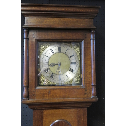 75 - John Joyce, Ellesmere, an early 19th century oak and inlaid longcase clock, with square hood, the ar... 