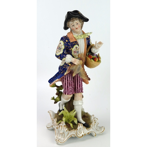 270 - Late 19th Century Sitzendorf Rococo Revival Figure of a The Poacher and The Game Seller, 23cm high,(... 