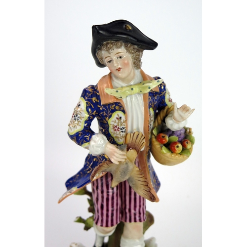 270 - Late 19th Century Sitzendorf Rococo Revival Figure of a The Poacher and The Game Seller, 23cm high,(... 