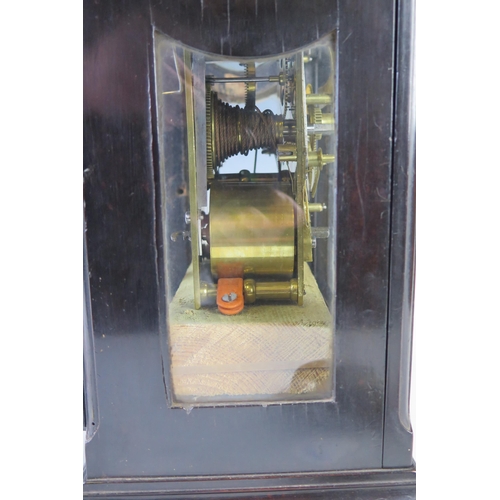 70 - Thomas Bray, London, a mid 18th century ebonised bracket clock, the case with inverted bell top and ... 