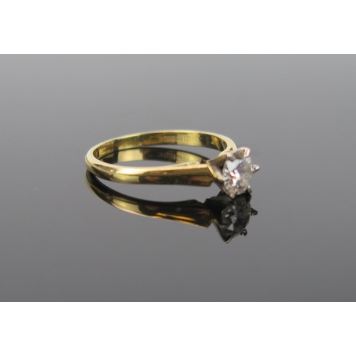 1009 - A 20th Century solitaire diamond ring, EDW .56ct, stamped GM Birmingham 18ct gold shank, size N, 2.6... 