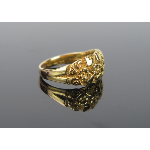 1013 - An Antique 18ct Gold keeper ring, hallmarks rubbed, size P, 5.8g