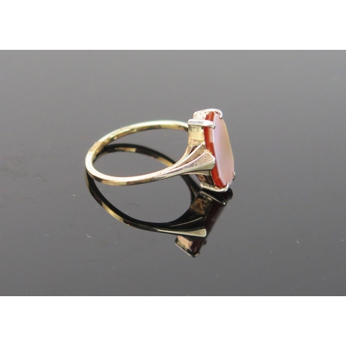 1018 - A 9ct Gold Octagonal Sardonyx Ring, 2.2g, size P