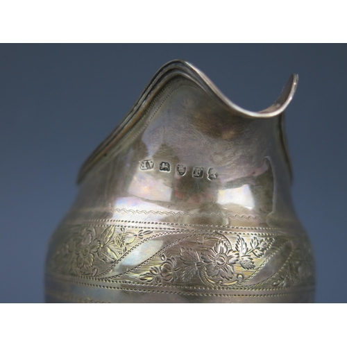 1121 - A George III silver cream jug, maker Alexander Field, London, 1801, monogrammed, of barge-shaped out... 