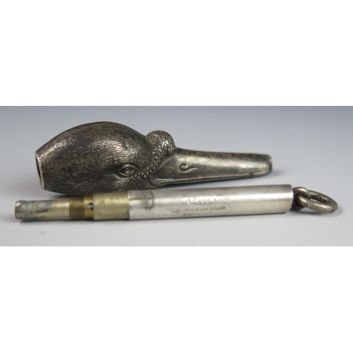 1169 - A novelty white metal propelling pencil by Samson Mordan & Co., in the form of a swan's head, 5.5cm ... 