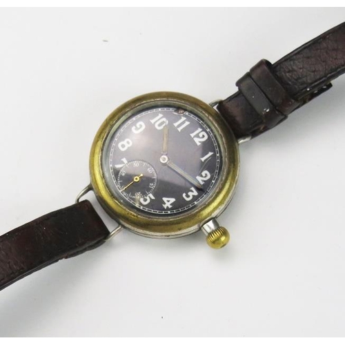 1254 - A gents steel and gilt metal gents wrist watch, with 25mm Arabic dial with subsidiary seconds dial, ... 