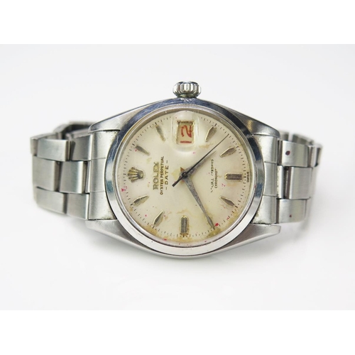 1284 - A Military Rolex Ref: 6534 Oyster Perpetual Date stainless steel cased chronometer with 30mm silvere... 