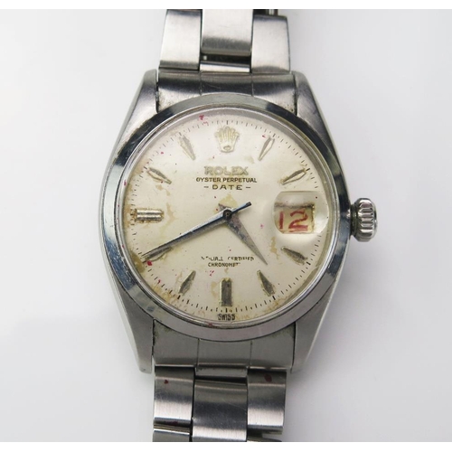 1284 - A Military Rolex Ref: 6534 Oyster Perpetual Date stainless steel cased chronometer with 30mm silvere... 