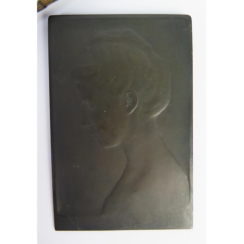 1424 - Daguerreotype  Portrait of a Gentleman in leather case, mother of pearl card case (A/F), bronze plaq... 