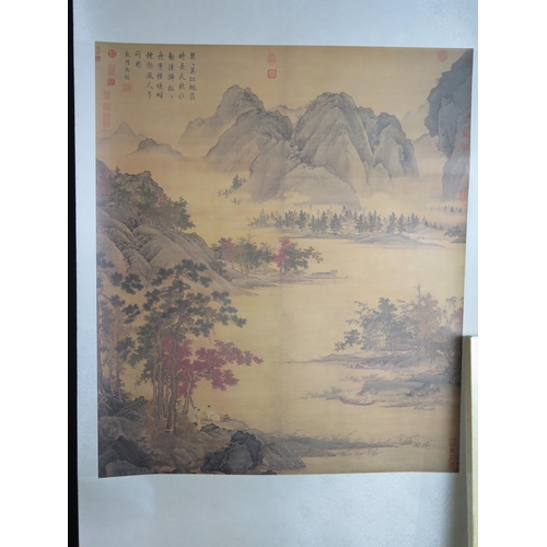 1680 - A 20th Century Chinese scroll painting after Chiu Ying 'Waiting For a Ferry in Autumn' size of image... 