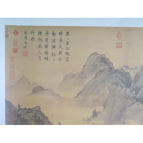 1680 - A 20th Century Chinese scroll painting after Chiu Ying 'Waiting For a Ferry in Autumn' size of image... 