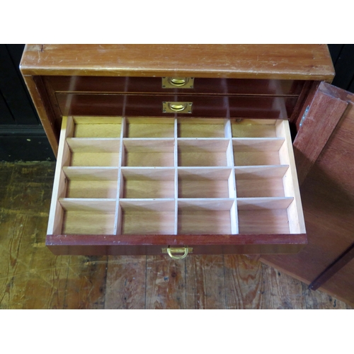 1683 - A mahogany collector's cabinet, of rectangular outline, the plain field door enclosing ten short dra... 