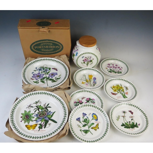 1877 - A collection of Portmeirion 'The Botanic Garden' pattern dinner plates, side plates,  biscuit jar an... 