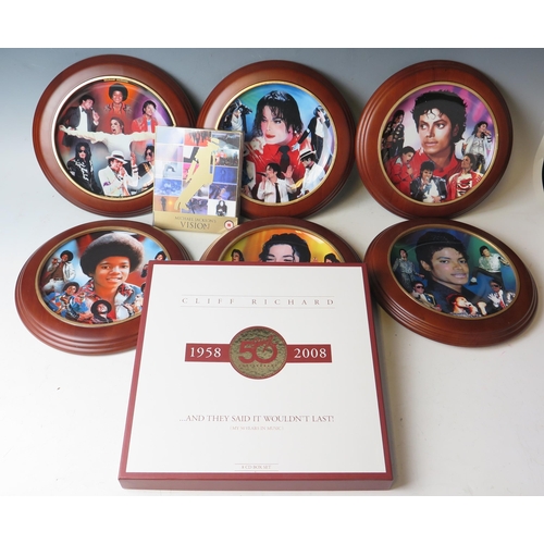 1887 - A set of six Danbury Mint limited edition Michael Jackson King of Pop plates, together with a CD Mic... 