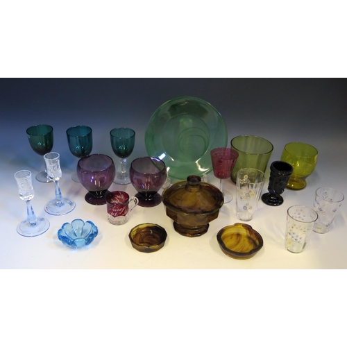 1891 - A collection of 19th century and later drinking glasses including rummers, wine glasses, tumblers, c... 