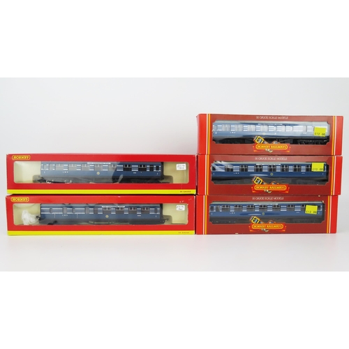 2278 - Hornby OO Gauge LMS Coronation Scot blue/silver group of 5 including x2 R422 1st Class Coaches, R423... 