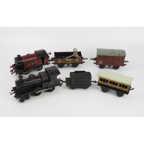 2350 - Bing O Gauge Clockwork 4-4-0 Loco in Black No.2663 with Bing Passenger Coach and Hornby No.2270 LMS ... 