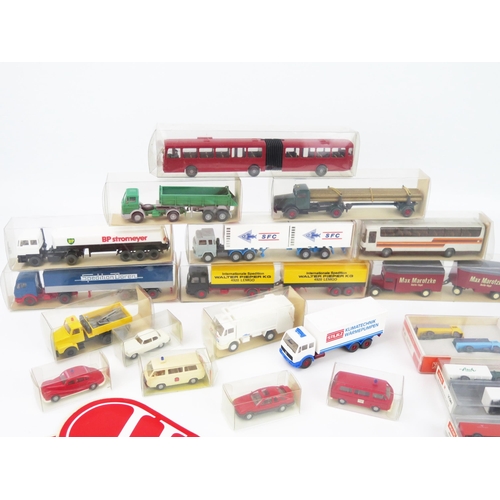 2400 - Wiking OO/N Scale Model Trucks, Lorries, Cars etc. and Wiking Point of Sale Stickers - mint or very ... 