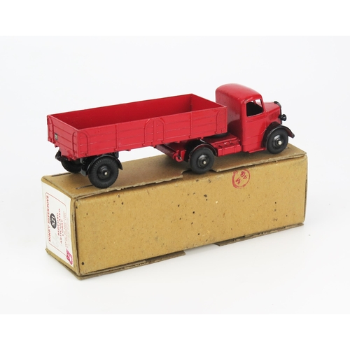 2445 - Dinky 521 Bedford Articulated Lorry - red cab and trailer, black wings and ridged hubs, 