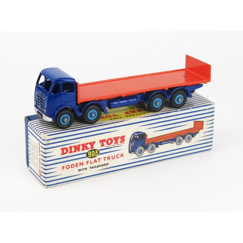 2453 - Dinky 903 Foden Flat Truck with Tailboard (2nd type cab) - violet blue cab and chassis, orange back,... 