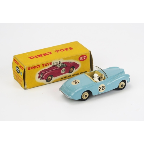 2460 - Dinky 107 Sunbeam Alpine Sports Competition Finish - pale blue, cream interior and hubs, white drive... 