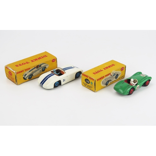 2461 - Dinky Racing Car Pair - (1) 110 Aston Martin DB3 Sports - mid green, red interior and hubs, white dr... 