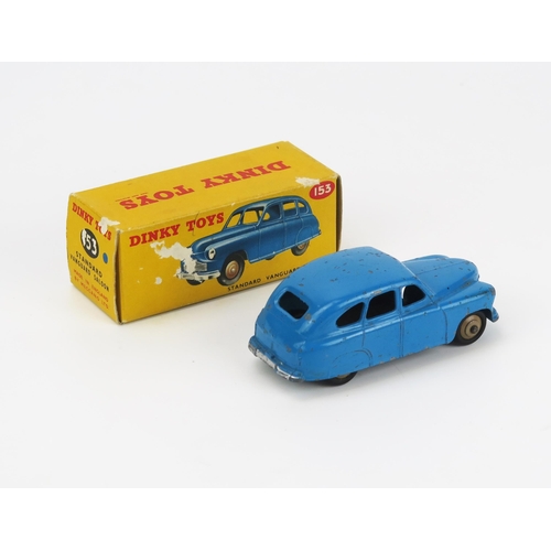 2465 - Dinky 153 Standard Vanguard Saloon (3rd casting) - mid blue body, fawn hubs, 