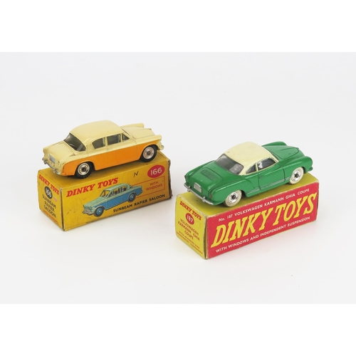 2470 - Dinky Pair (1) 166 Sunbeam Rapier Saloon - two-tone yellow, deep cream, spun hubs, m tyres (2) 187 V... 