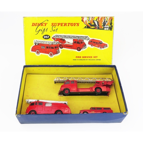 2491 - Dinky 957 Fire Service Set with 257 Nash Rambler Canadian Fire Chief, 955 Commer Fire Engine and 956... 