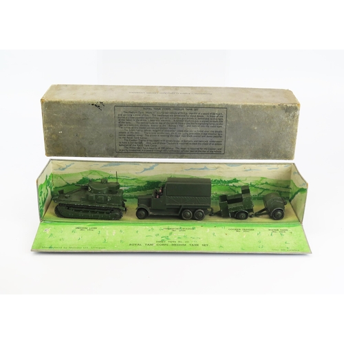 2493 - Dinky Pre-War 151 Medium Tank Set to include 151a Medium Tank, 151b 6 Wheeled Covered Wagon, 151c Co... 