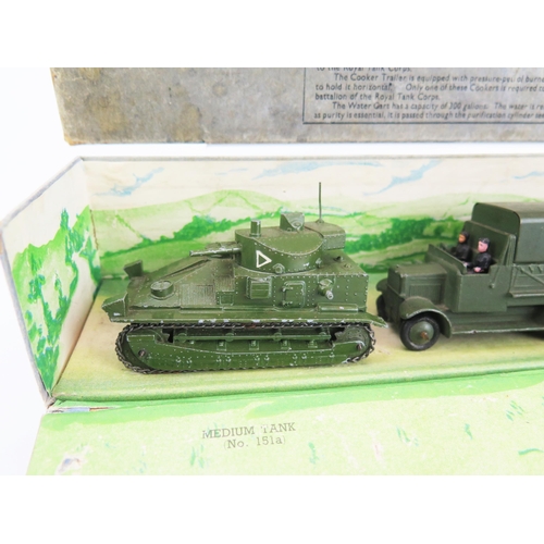 2493 - Dinky Pre-War 151 Medium Tank Set to include 151a Medium Tank, 151b 6 Wheeled Covered Wagon, 151c Co... 