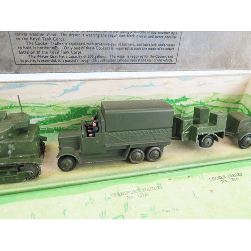 2493 - Dinky Pre-War 151 Medium Tank Set to include 151a Medium Tank, 151b 6 Wheeled Covered Wagon, 151c Co... 