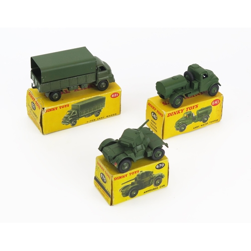 2494 - Dinky Military Vehicle Trio including 621 3 Ton Army Wagon, 643 Army Water Tanker and 670 Armoured C... 