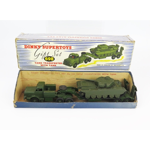 2495 - Dinky Gift Set 698 Thornycroft Mighty Antar Tank Transporter with Centurion Tank, 