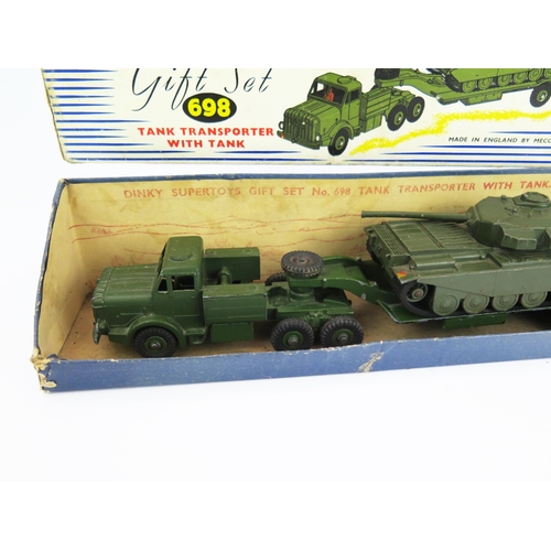 2495 - Dinky Gift Set 698 Thornycroft Mighty Antar Tank Transporter with Centurion Tank, 