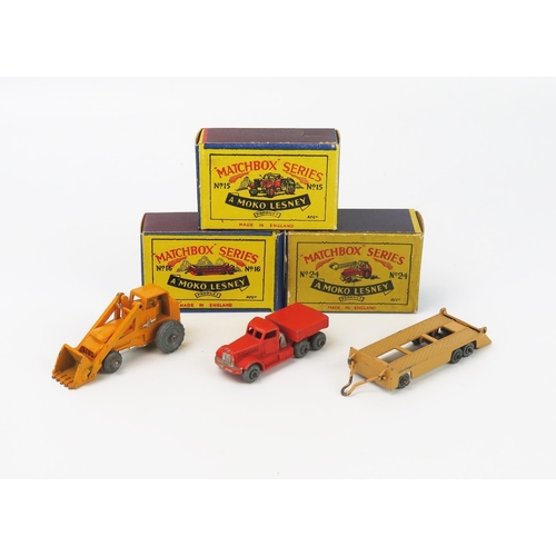 2505 - Matchbox Regular Wheels Group - all with metal wheels (1) 15a Diamond T  Prime Mover, (2) 16a Traile... 