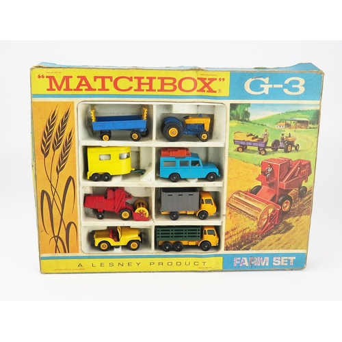 2509 - Matchbox Regular Wheels G-3 Farm Set with 8 models - very good to very near mint in good box, tray h... 