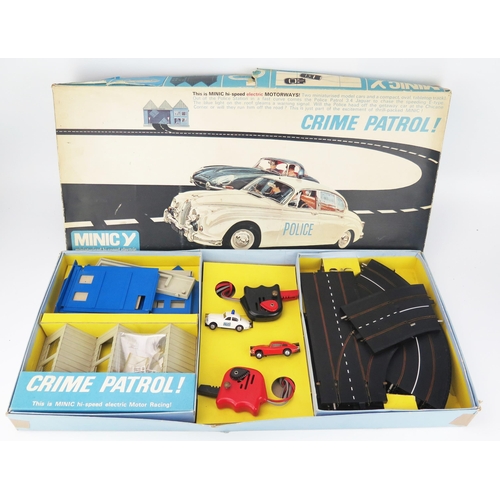 2516 - Triang Minic Motorways M1519 Crime Patrol Set including Jaguar 3.4 Police Car and Red Jaguar - excel... 