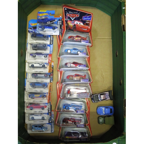 2539 - Hot Wheels and Disney Pixar 'Cars' models including Porsche, Dodge, Aston Martin etc. - most on card... 