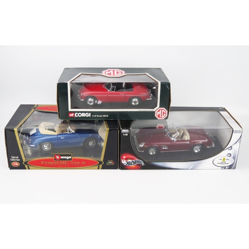 2545 - 1:18 Two Seater Classic Sports Car Trio - Hot Wheels 250 GT California Spider, Burago and Corgi - mi... 