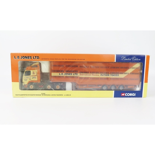 2554 - Corgi 1:50 CC12424 Volvo FH Globetrotter L.E. Jones Livestock Transport Limited edition - as new in ... 