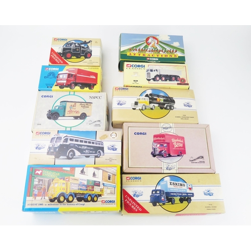 2560 - Corgi Classics Group of 9 and CC20303 Garrett Showmans Tractor