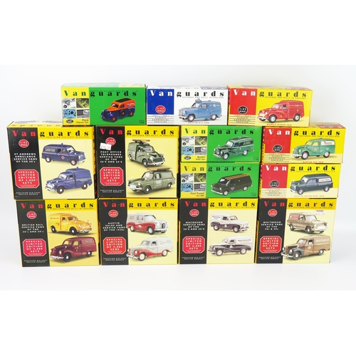 2570 - Vanguards 1:43 Collection of 19 Model Vans Including Austin Mini, Austin A40, Ford Transit, Ford Ang... 