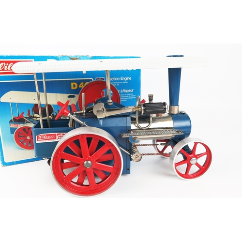 2586 - Wilesco D40 Dampftraktor Steam Traction Engine in blue/red/silver/white - excellent, never used in b... 